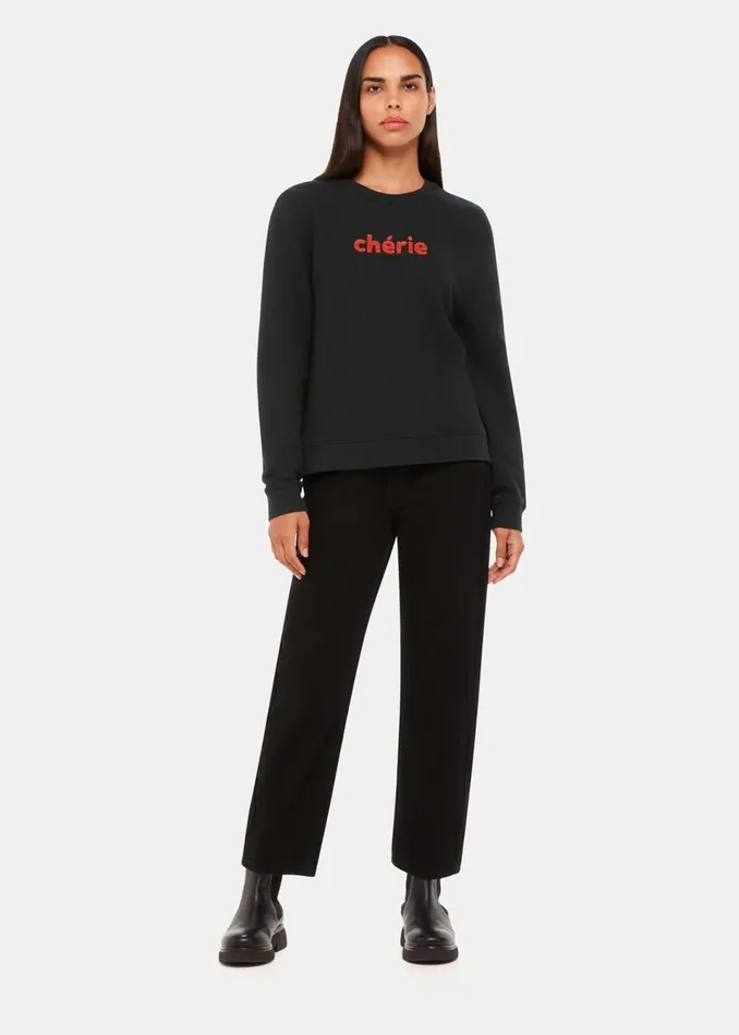 Women Tops Whistles Black Cherie Logo Sweatshirt