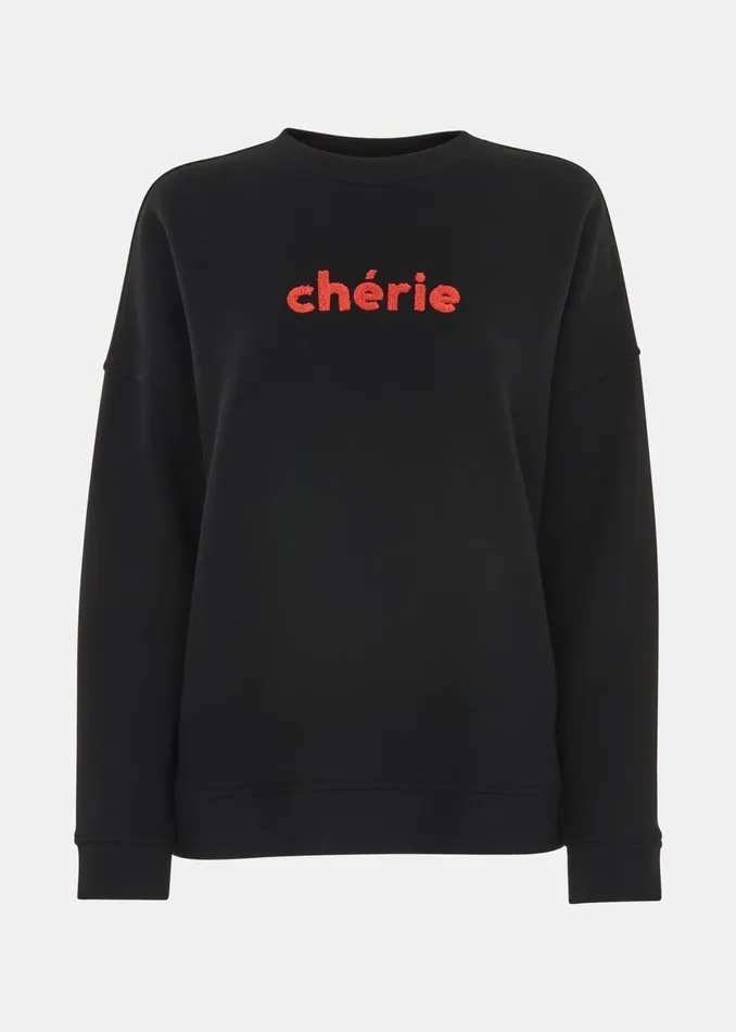 Women Tops Whistles Black Cherie Logo Sweatshirt