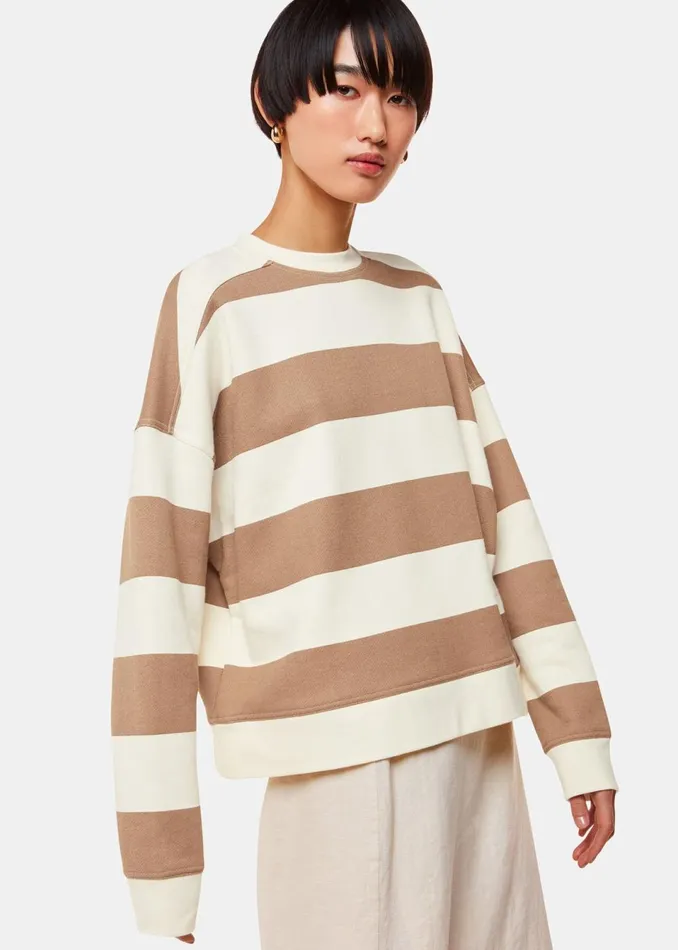 Women Tops Whistles Ivory Wide Stripe Sweat