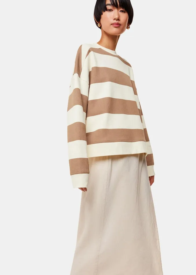 Women Tops Whistles Ivory Wide Stripe Sweat