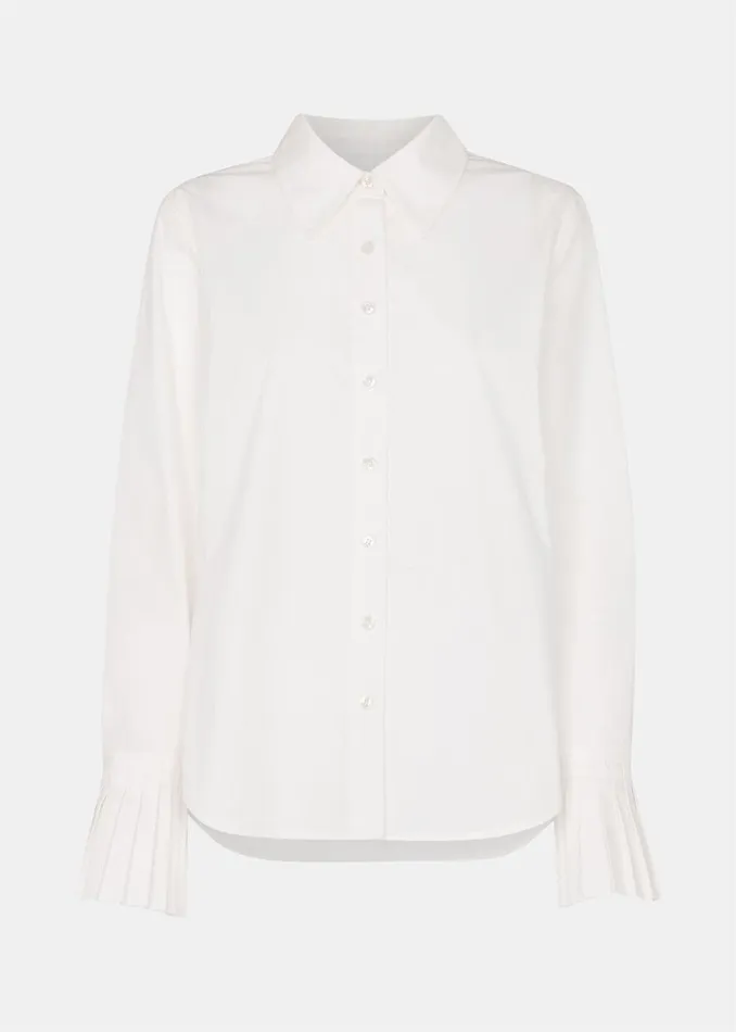 Women Tops Whistles White Marcy Pleated Cuff Shirt