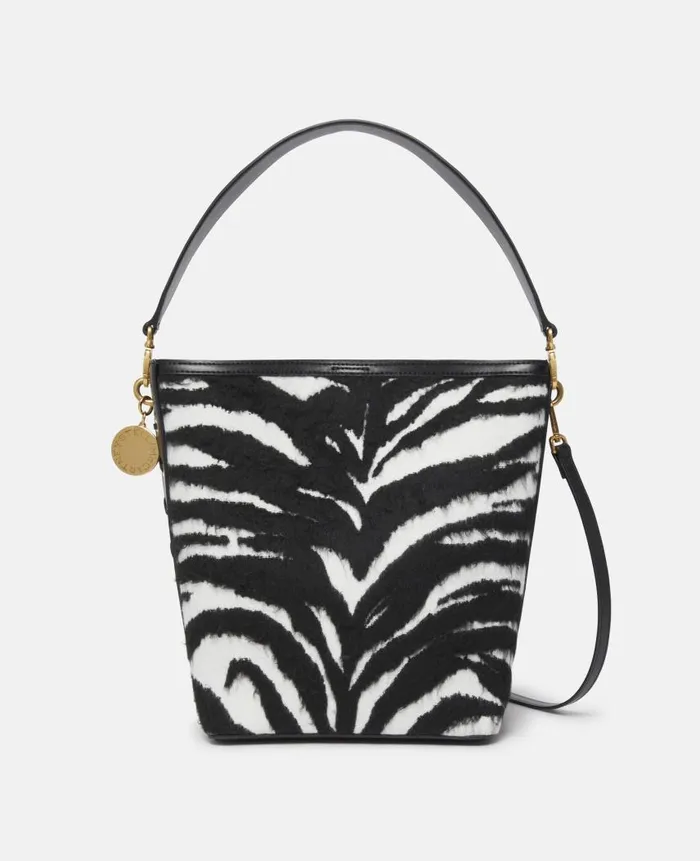 Women Tote Bags Stella McCartney Frayme Tiger Pattern Tote Bag Black And White Women Tote Bags Stella McCartney Frayme Tiger Pattern Tote Bag Black And White