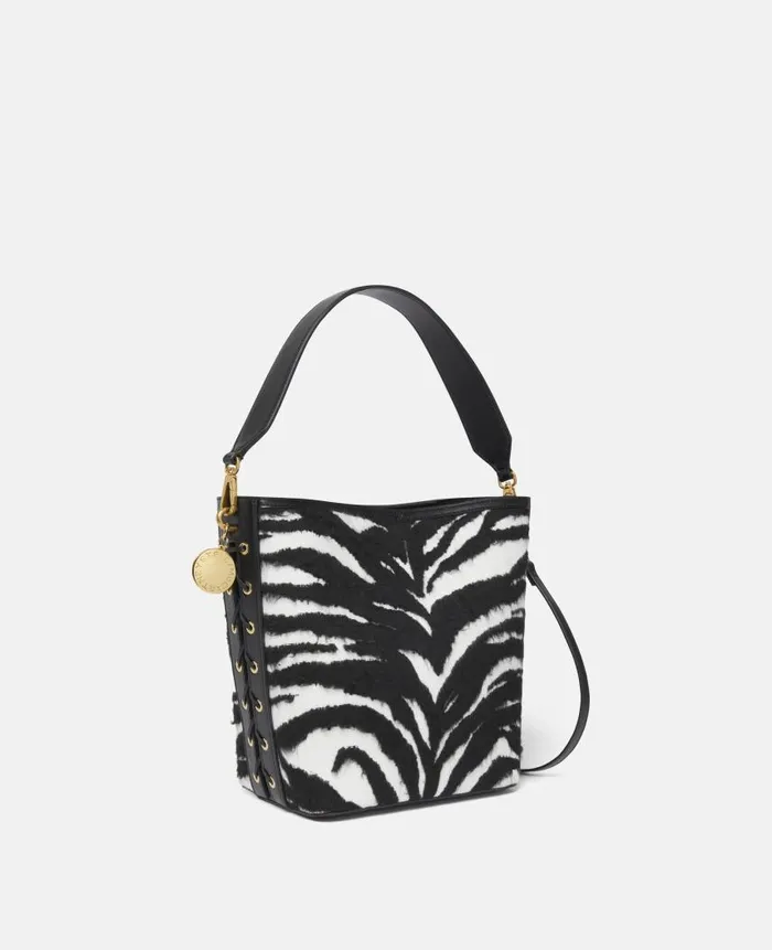 Women Tote Bags Stella McCartney Frayme Tiger Pattern Tote Bag Black And White