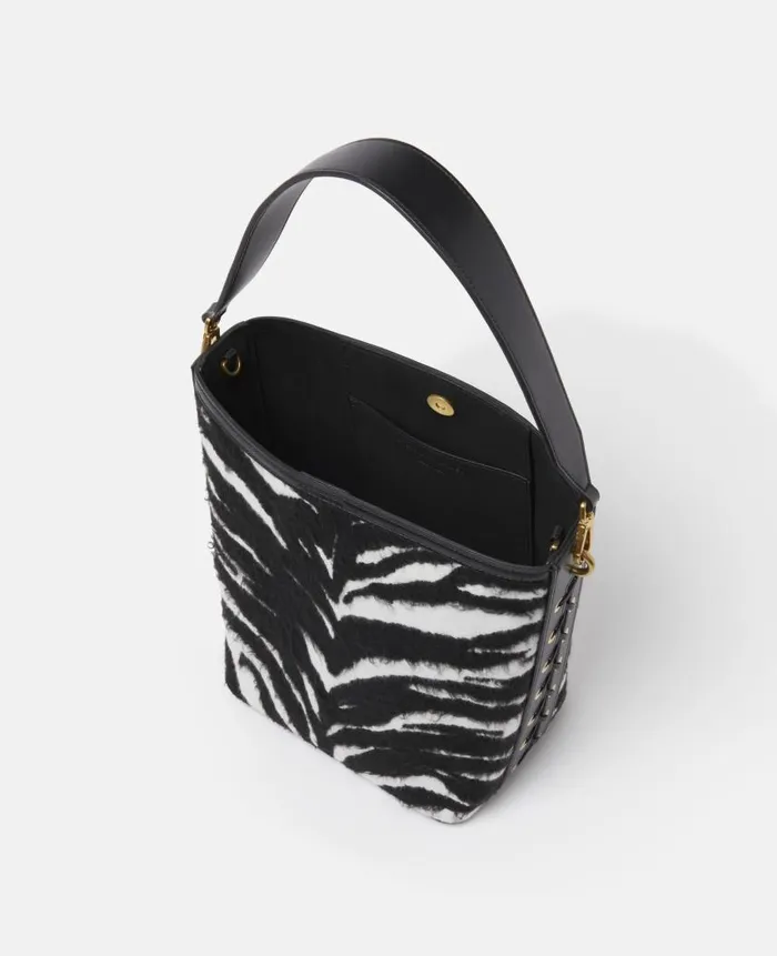 Women Tote Bags Stella McCartney Frayme Tiger Pattern Tote Bag Black And White