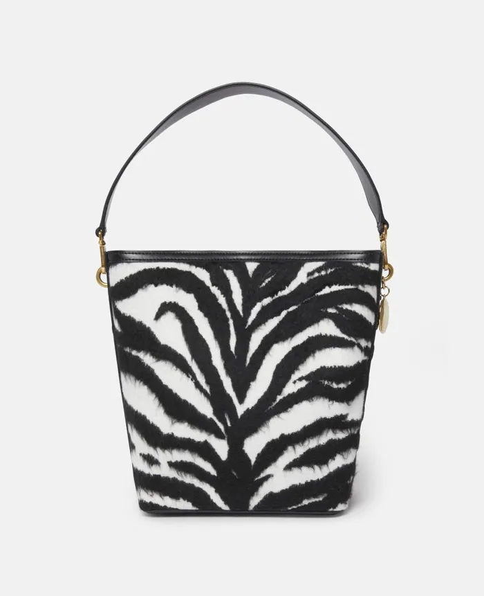 Women Tote Bags Stella McCartney Frayme Tiger Pattern Tote Bag Black And White