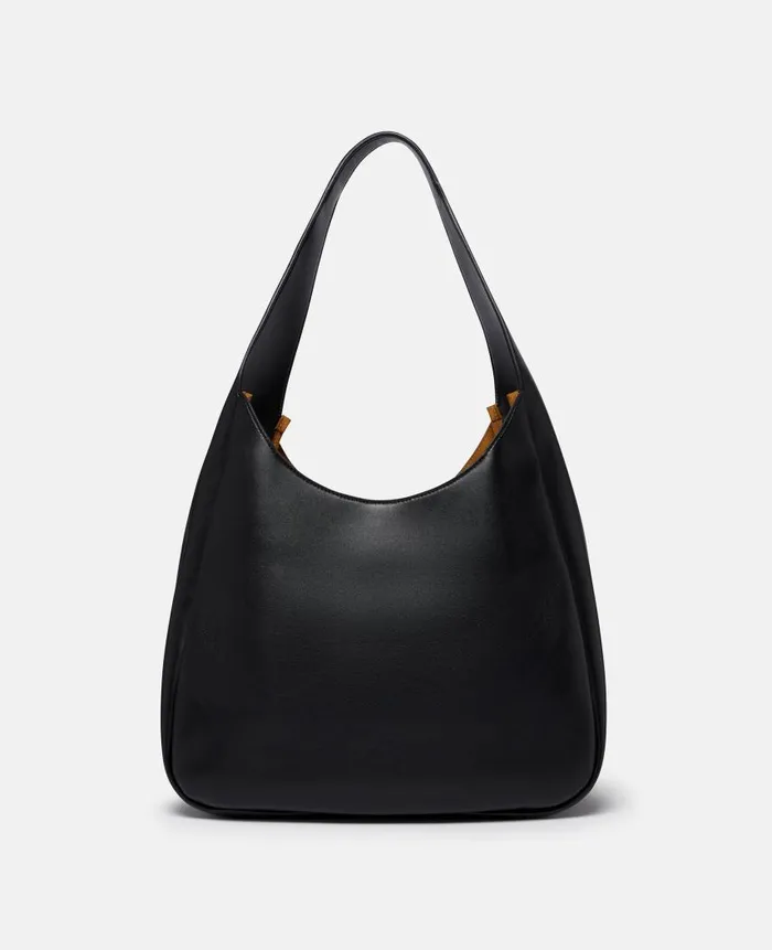 Women Tote Bags Stella McCartney Logo Slouchy Hobo Tote Bag Pitch Black