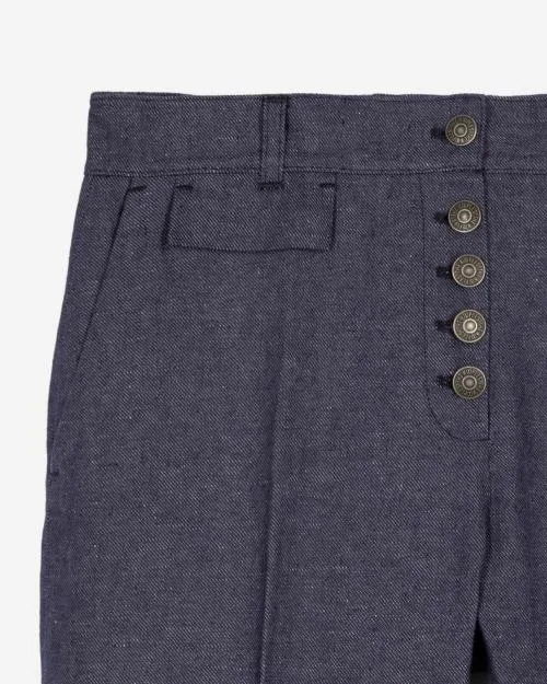 Women Trousers and Jeans The Kooples Blue Cotton And Linen Flared Pants Blue