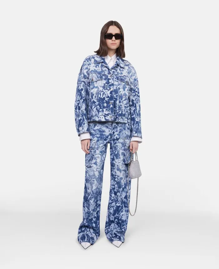Women Trousers And Shorts Stella McCartney Animal Forest Print Cargo Jeans Blue Women Trousers And Shorts Stella McCartney Animal Forest Print Cargo Jeans Blue