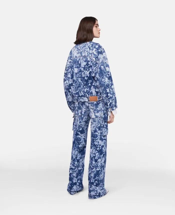 Women Trousers And Shorts Stella McCartney Animal Forest Print Cargo Jeans Blue Women Trousers And Shorts Stella McCartney Animal Forest Print Cargo Jeans Blue