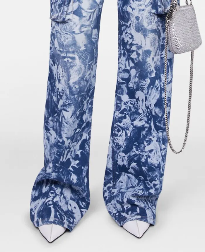 Women Trousers And Shorts Stella McCartney Animal Forest Print Cargo Jeans Blue Women Trousers And Shorts Stella McCartney Animal Forest Print Cargo Jeans Blue