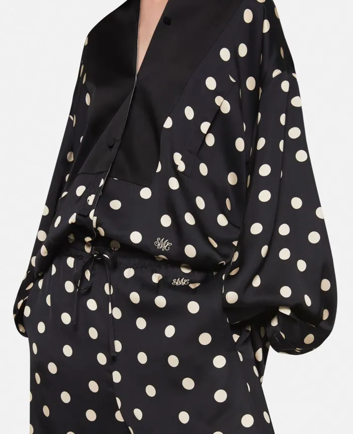Women Trousers And Shorts Stella McCartney Polka Dot WideLeg Trousers Black With Cream