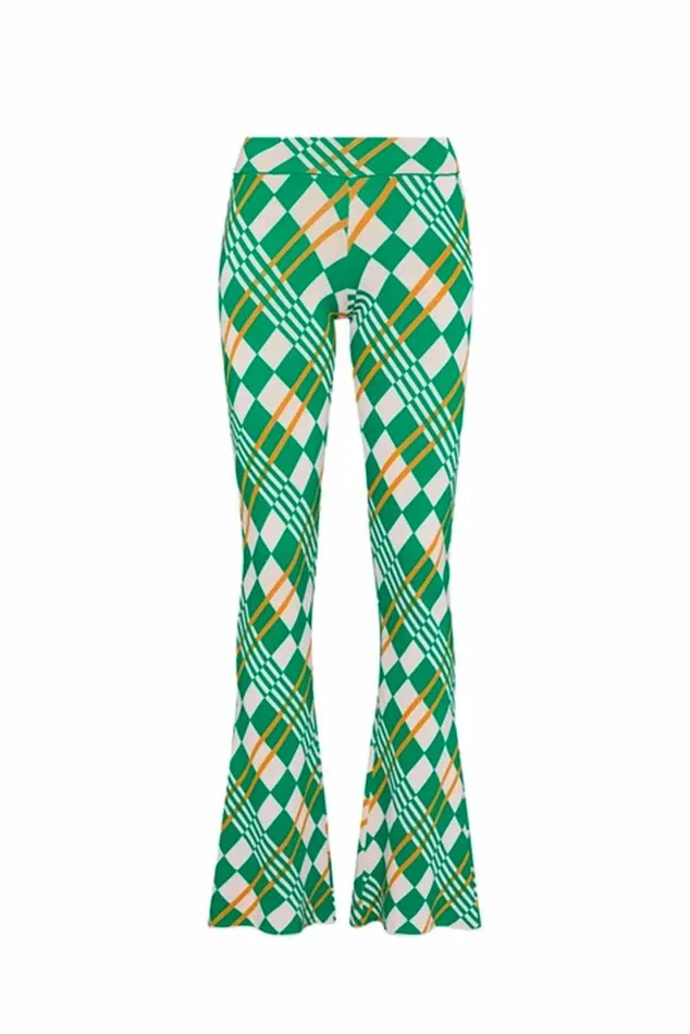 Women Trousers DODO BAR OR Lola Pants Green Cream Combo