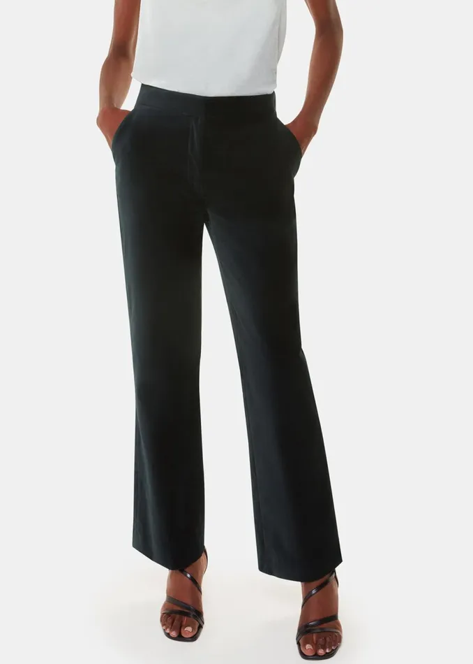 Women Trousers Whistles Black Helena Velvet Straight Trouser
