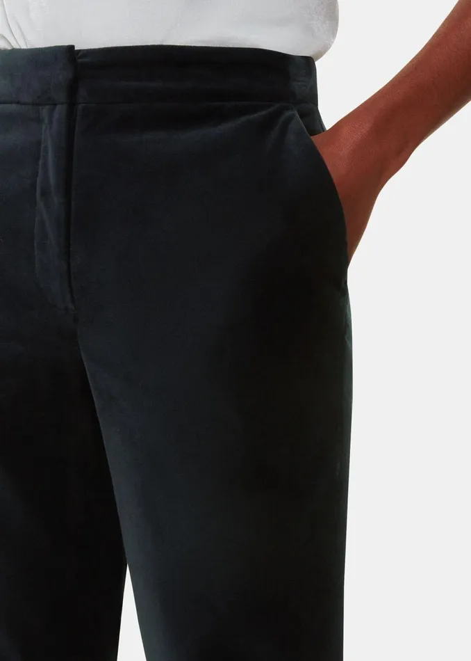 Women Trousers Whistles Black Helena Velvet Straight Trouser