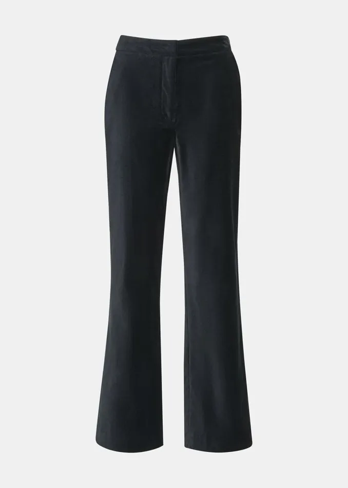 Women Trousers Whistles Black Helena Velvet Straight Trouser