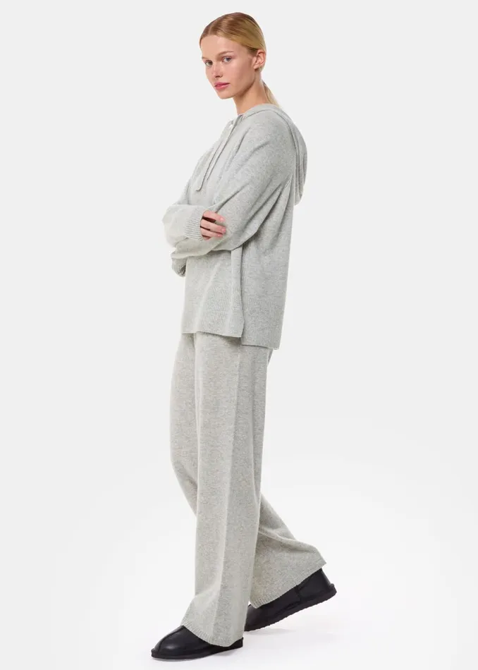 Women Trousers Whistles Grey Marl Cashmere Straight Leg Jogger