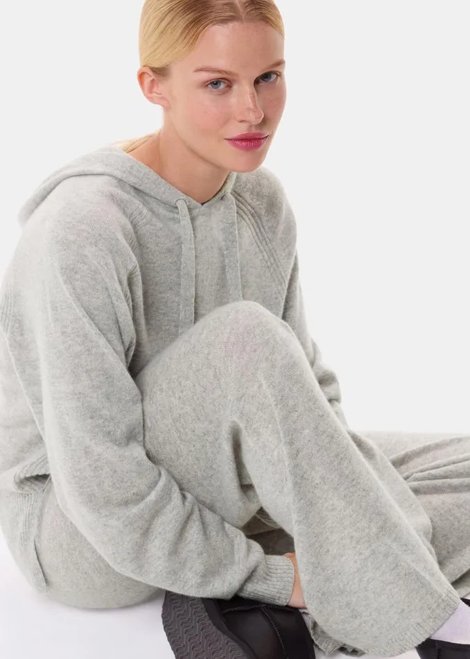 Women Trousers Whistles Grey Marl Cashmere Straight Leg Jogger