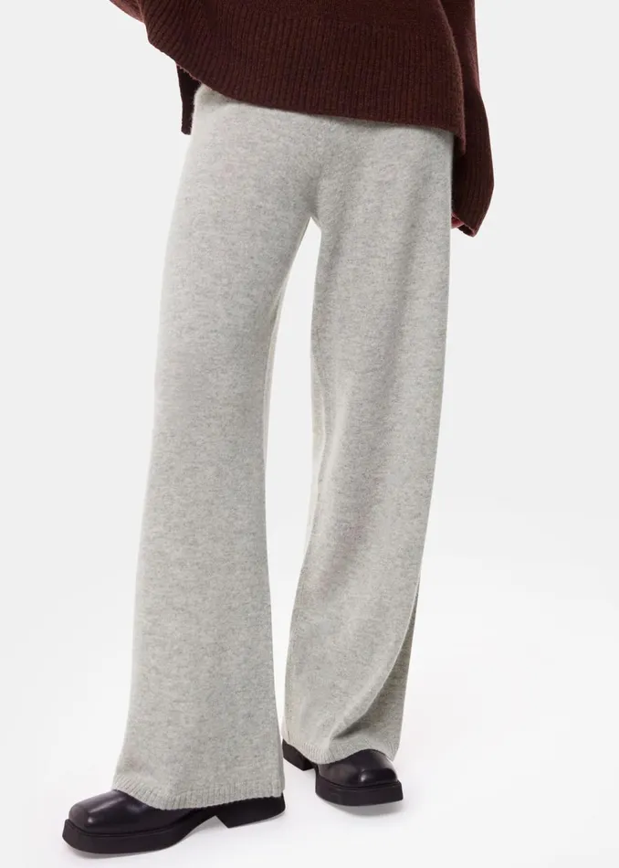Women Trousers Whistles Grey Marl Cashmere Straight Leg Jogger