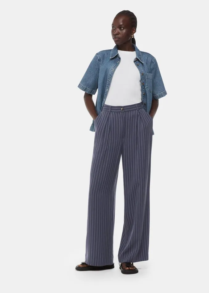 Women Trousers Whistles Navy Lottie Pinstripe Trouser