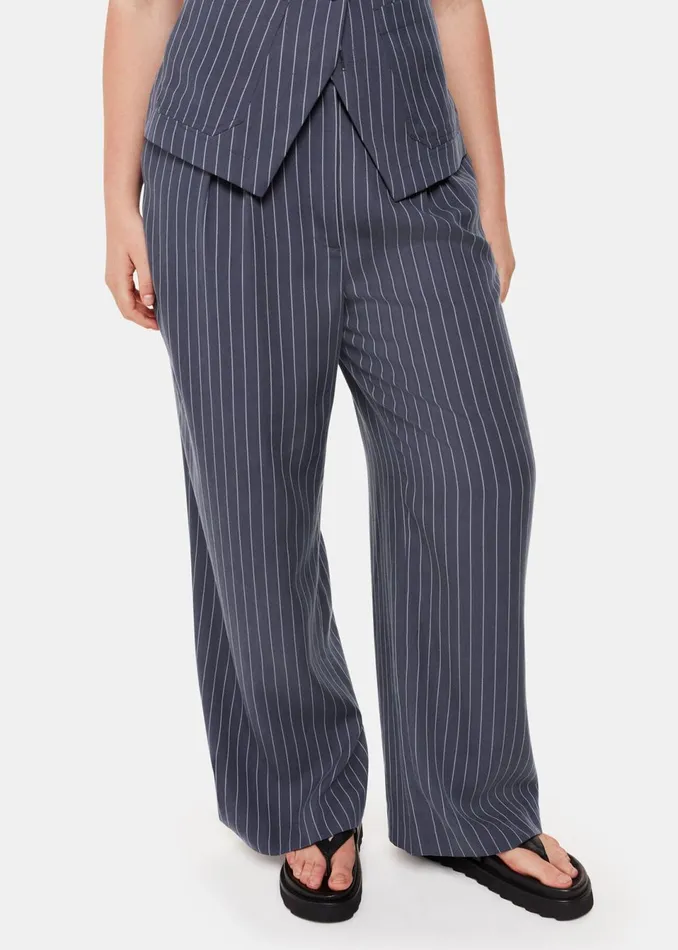 Women Trousers Whistles Navy Lottie Pinstripe Trouser