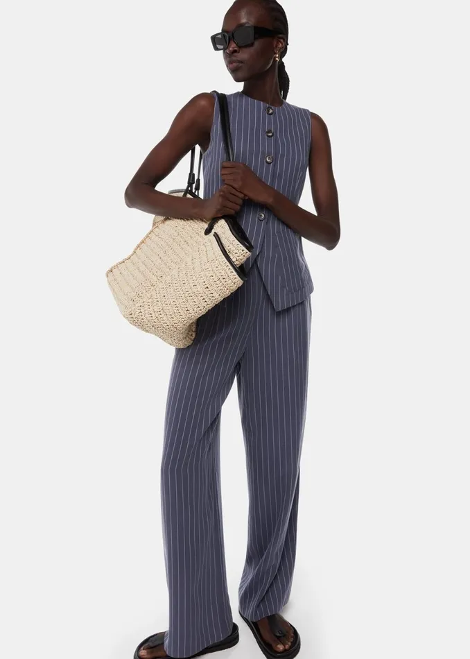Women Trousers Whistles Navy Lottie Pinstripe Trouser