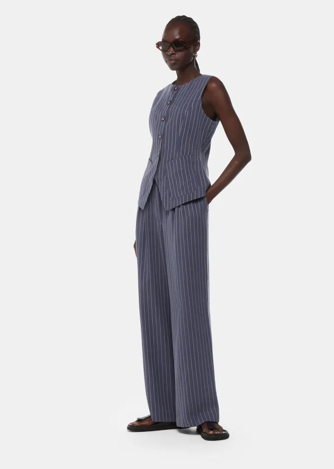 Women Trousers Whistles Navy Lottie Pinstripe Trouser
