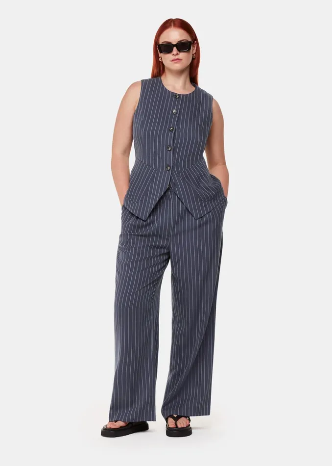 Women Trousers Whistles Navy Lottie Pinstripe Trouser