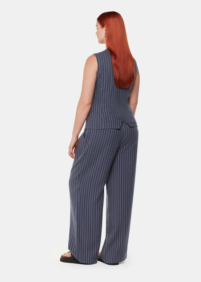 Women Trousers Whistles Navy Lottie Pinstripe Trouser