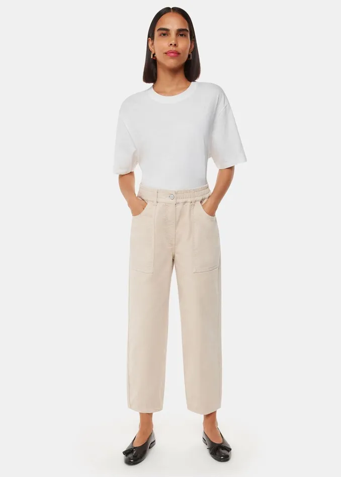 Women Trousers Whistles Neutral Tessa Casual Trouser