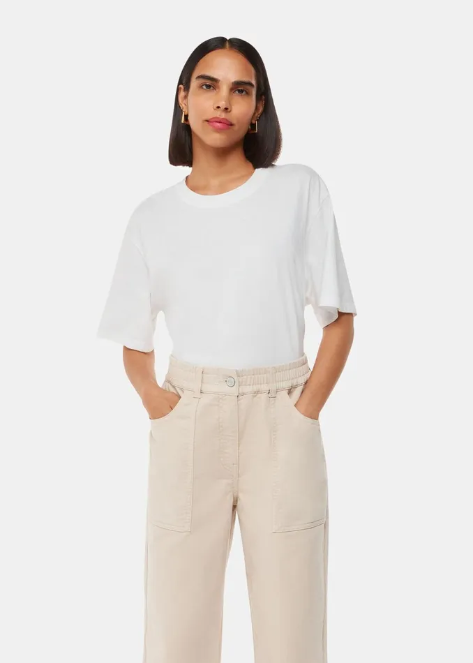 Women Trousers Whistles Neutral Tessa Casual Trouser