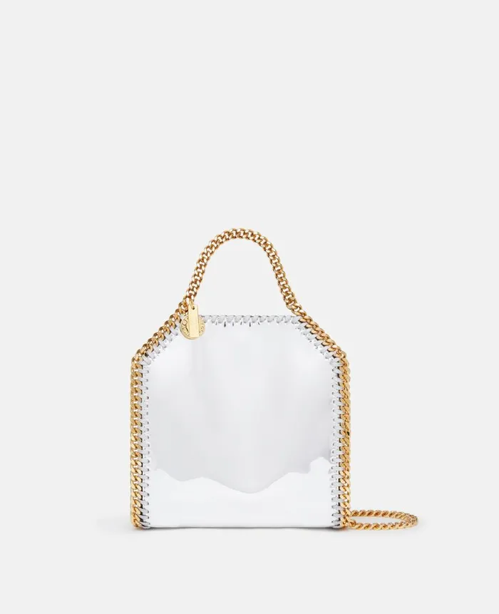 WomenUnisex Iconic Falabella Stella McCartney Falabella Mirrored ChromeFinish Tote Bag Silver WomenUnisex Iconic Falabella Stella McCartney Falabella Mirrored ChromeFinish Tote Bag Silver