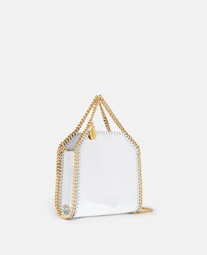 WomenUnisex Iconic Falabella Stella McCartney Falabella Mirrored ChromeFinish Tote Bag Silver