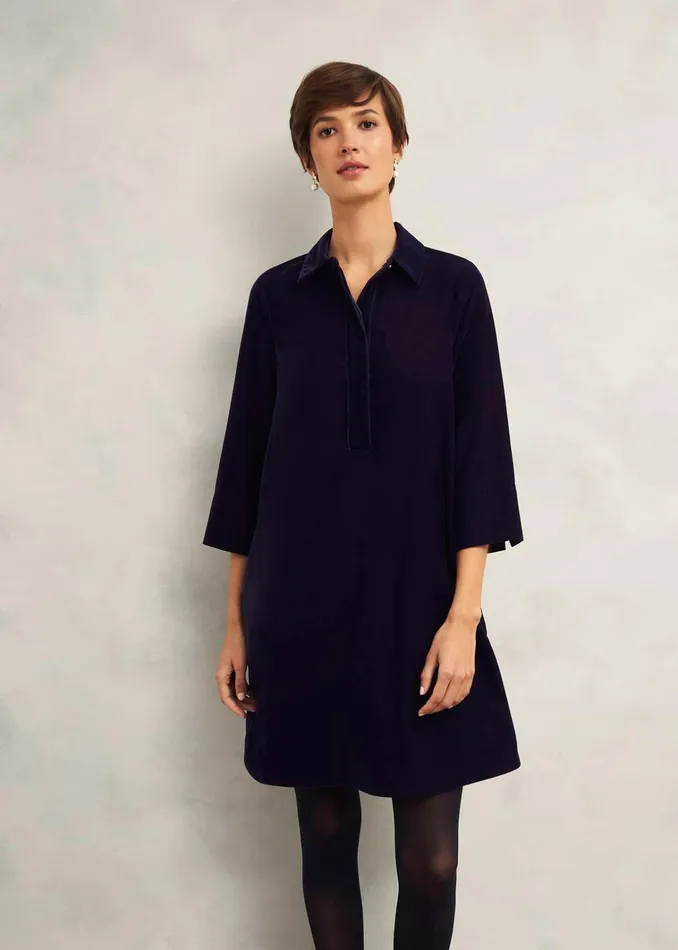 Women Velvet Marciella Dress Midnight Navy Hobbs Dresses and Jumpsuits
