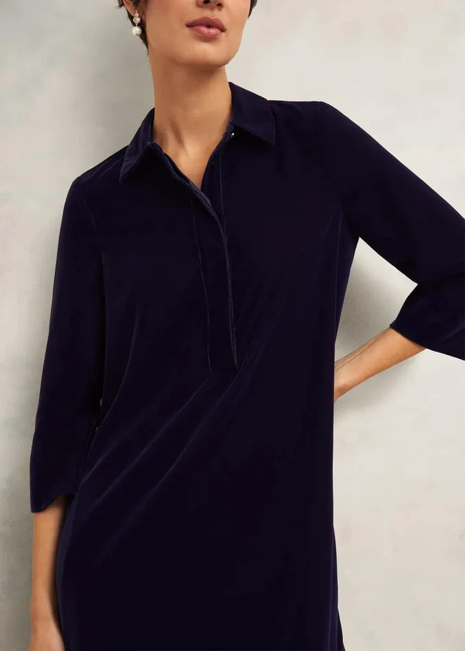 Women Velvet Marciella Dress Midnight Navy Hobbs Dresses and Jumpsuits