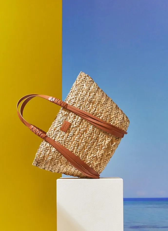 Women Violetta Tan Leather Tassel Straw Bag LKBennett Tote Bags