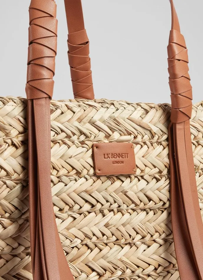 Women Violetta Tan Leather Tassel Straw Bag LKBennett Tote Bags Women Violetta Tan Leather Tassel Straw Bag LKBennett Tote Bags