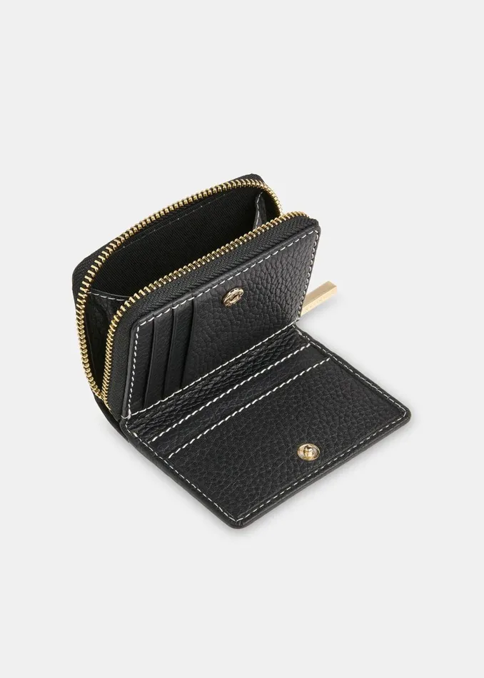 Women Wallets and Cardholders Whistles Black Koa Contrast Stitch Purse