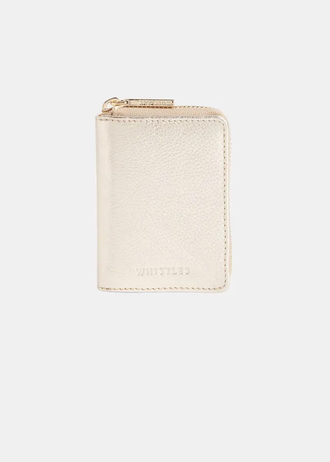 Women Wallets and Cardholders Whistles Gold Koa Compact Purse