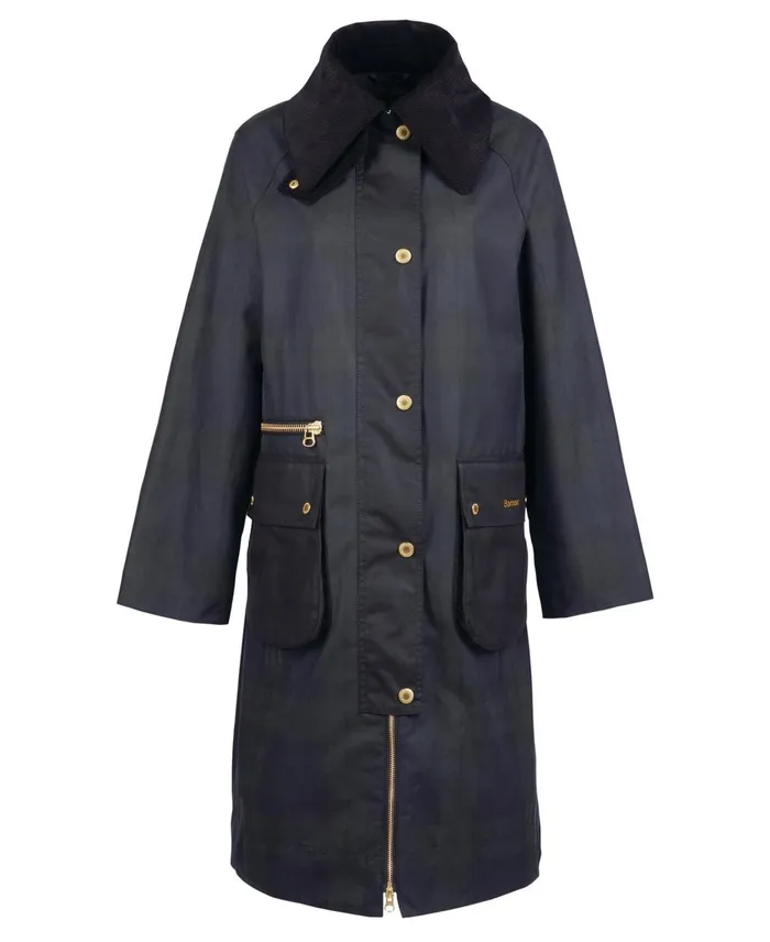 Women Waxed Jackets Barbour Printed Townfield Wax Jacket Classic Blacksage Tartan
