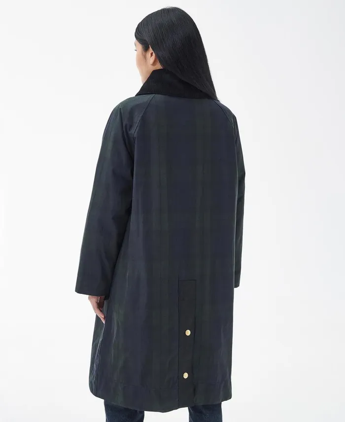 Women Waxed Jackets Barbour Printed Townfield Wax Jacket Classic Blacksage Tartan