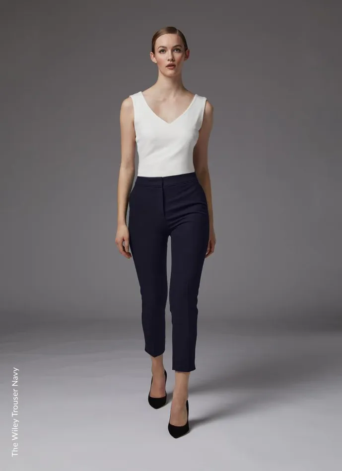 Women Wiley Navy Recycled Crepe SlimCut Trousers Navy LKBennett Trousers