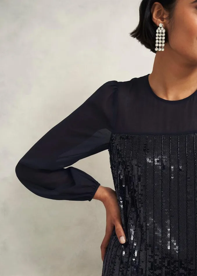Women Zariah Sequin Dress Hobbs Black Hobbs Dresses and Jumpsuits