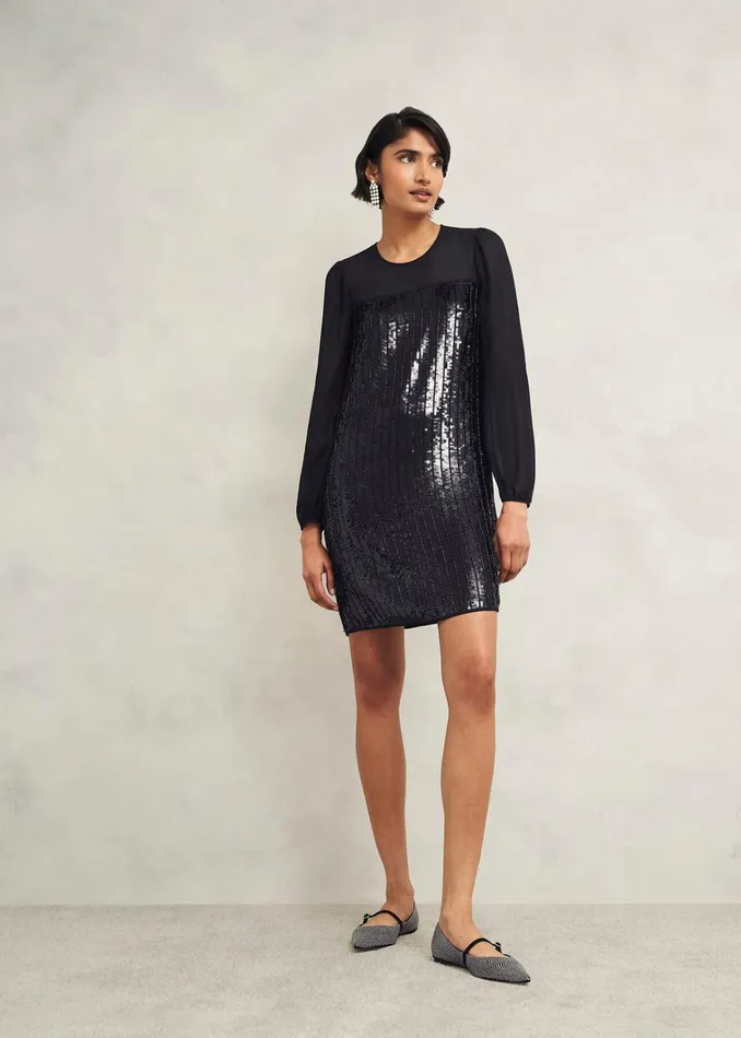 Women Zariah Sequin Dress Hobbs Black Hobbs Dresses and Jumpsuits