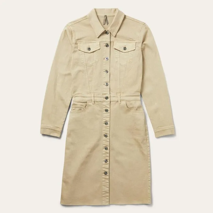 Workwear Inspired Shirt Dress Tan Women Stetson Mini