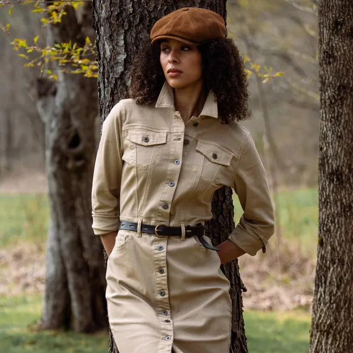 Workwear Inspired Shirt Dress Tan Women Stetson Mini