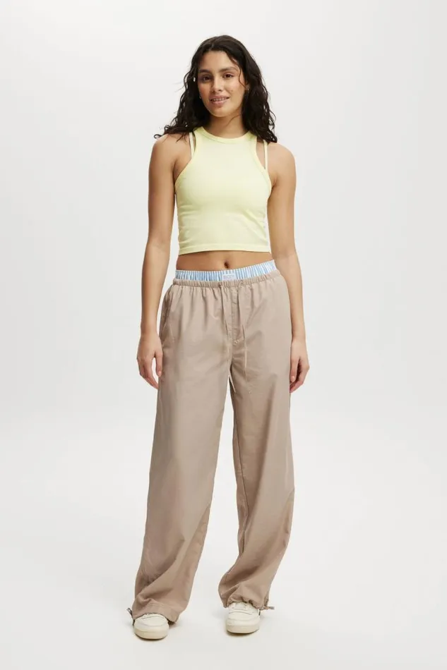 Woven Active Tie Up Pant White Pepper Women Cotton On Pants